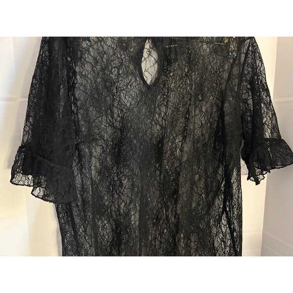 Torrid Black Lace Sheer Blouse Top Women’s Plus Size 2 Short Sleeve Romantic Got - Picture 8 of 9